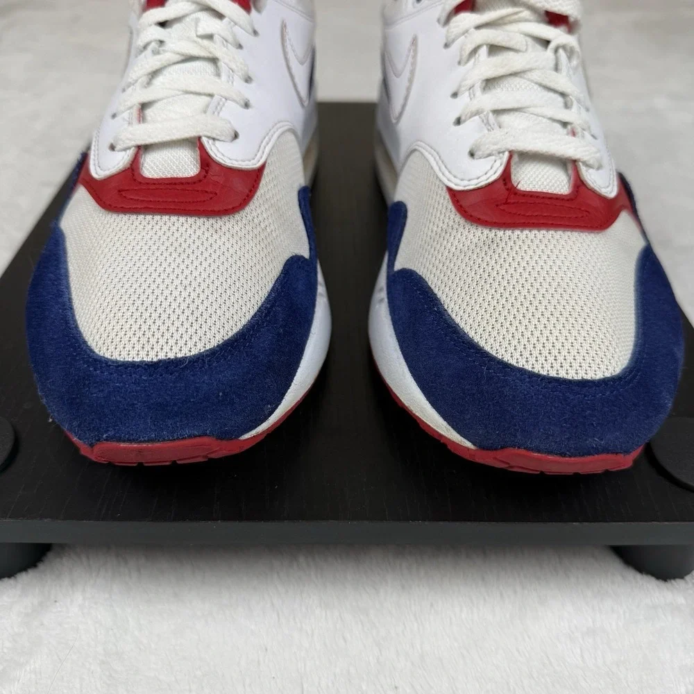 Nike Air Max 1 White Red Blue USA‎ (CJ9927-100) Men's 10.5 M Suede Mesh Leather